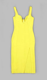 SPLIT MIDI DRESS IN YELLOW