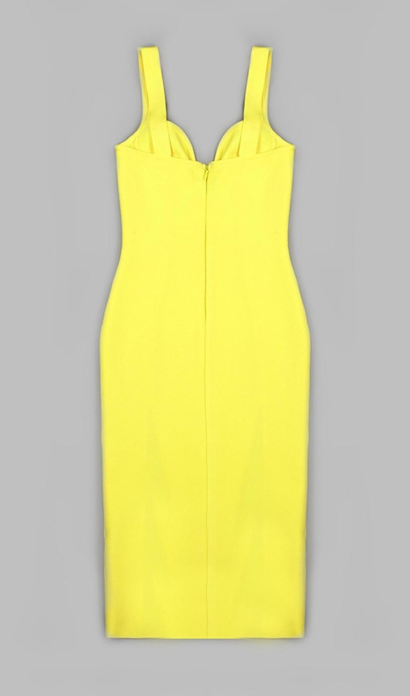 SPLIT MIDI DRESS IN YELLOW