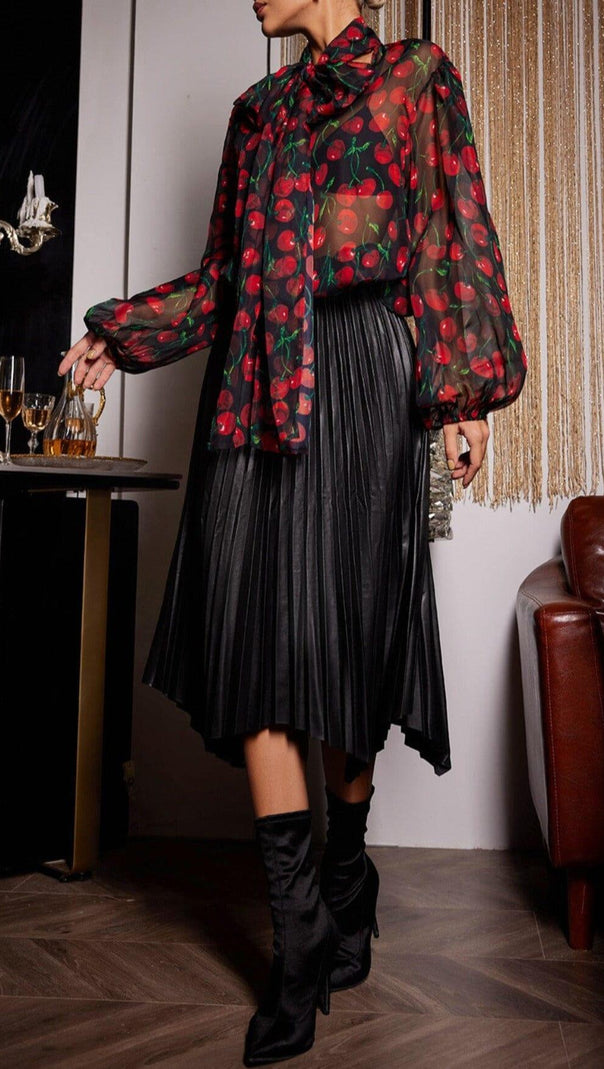 AIIZIE CHERRY PRINTED SEE THROUGH BLOUSE - product image