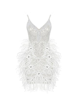 Bronte Pearl Sequin Feather Mini Dress