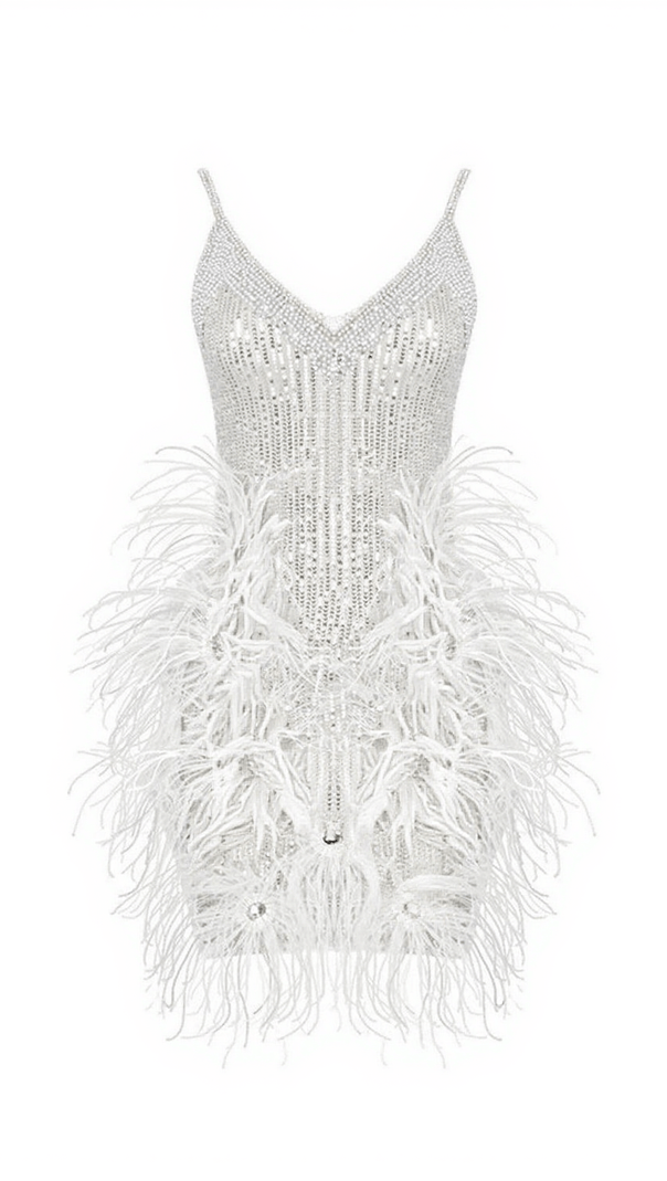 AIIZIE BRONTE PEARL SEQUIN FEATHER MINI DRESS - product image