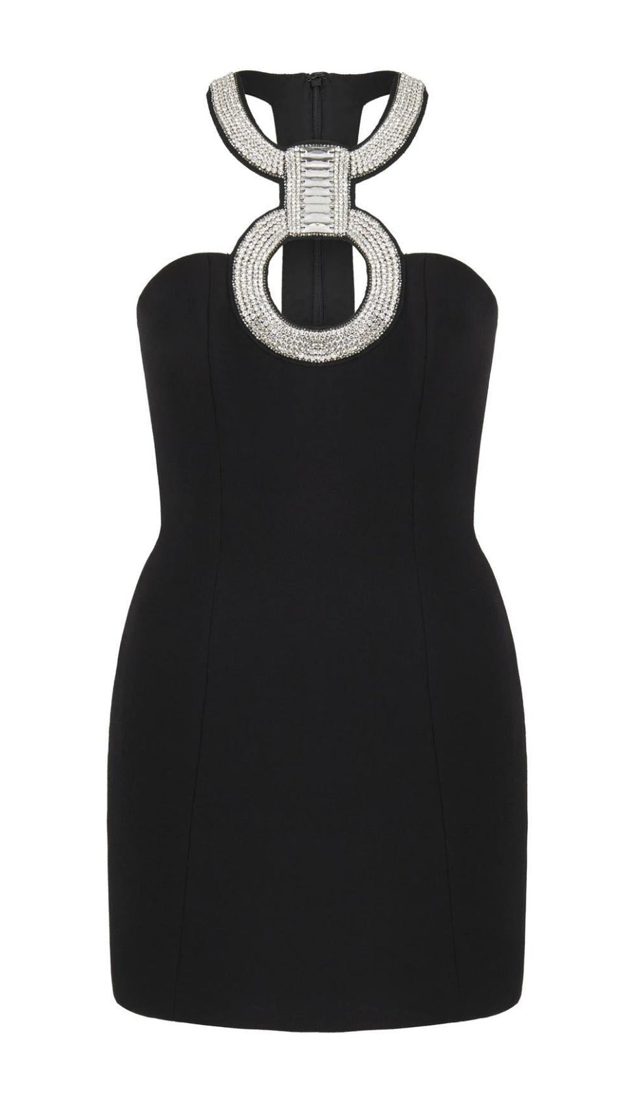 TRÄGERLOSES MINIKLEID IN SCHWARZ
