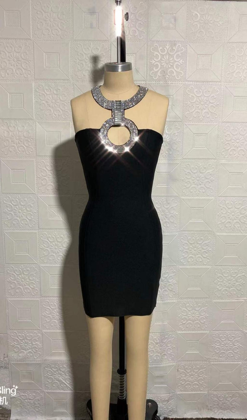 STRAPLESS MINI DRESS IN BLACK