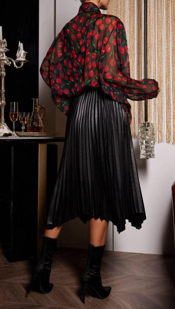 AIIZIE CHERRY PRINTED SEE THROUGH BLOUSE - product image