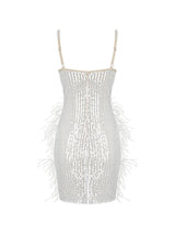 Bronte Pearl Sequin Feather Mini Dress