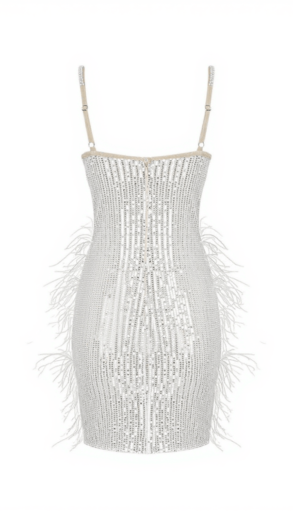 AIIZIE BRONTE PEARL SEQUIN FEATHER MINI DRESS - product image