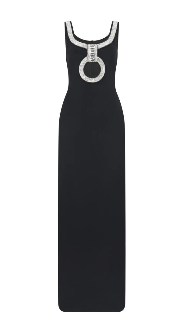 AIIZIE CTYSTAL MAXI DRESS IN BLACK - product image