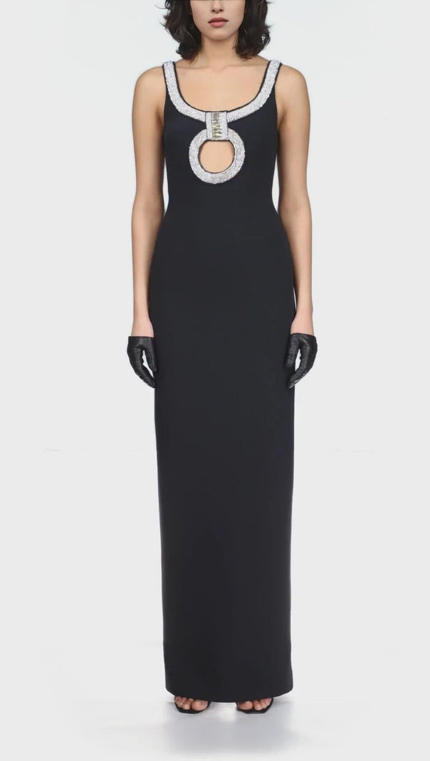 AIIZIE CTYSTAL MAXI DRESS IN BLACK - product image