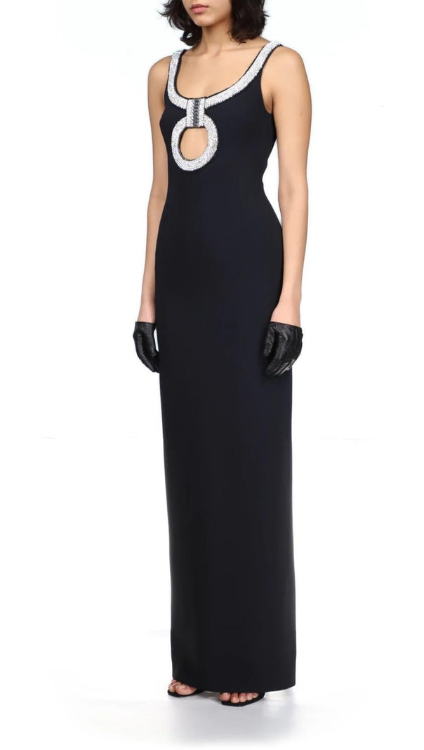AIIZIE CTYSTAL MAXI DRESS IN BLACK - product image