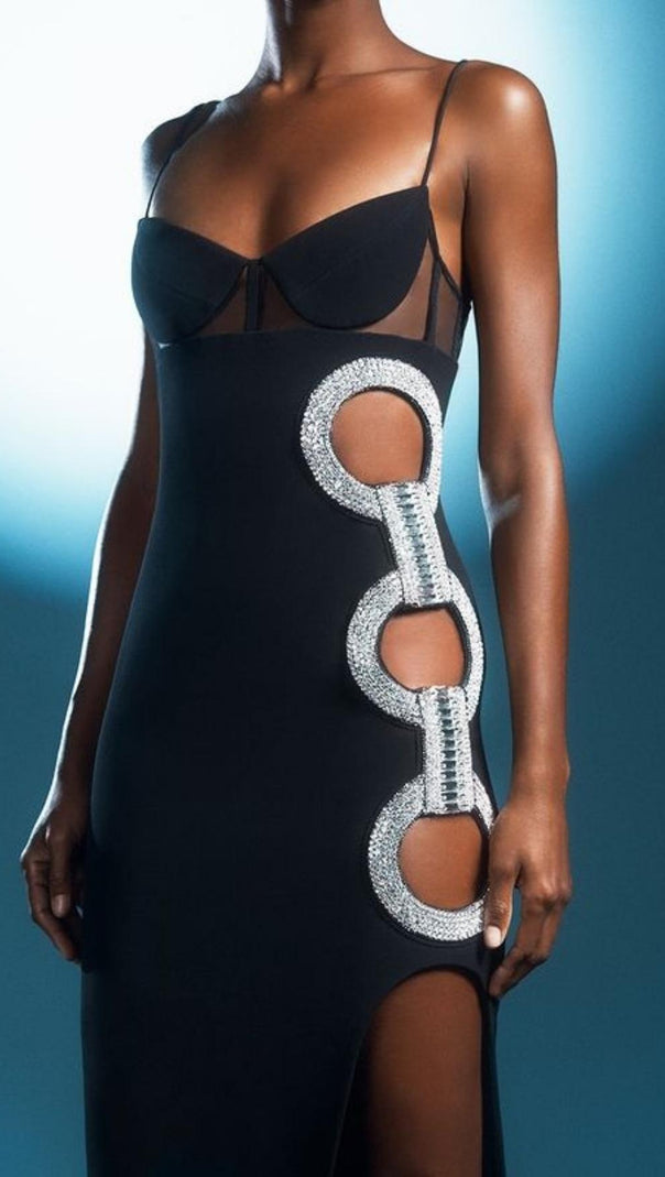 AIIZIE SPLIT MIDI DRESS IN BLACK - product image