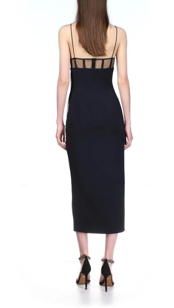 AIIZIE SPLIT MIDI DRESS IN BLACK - product image