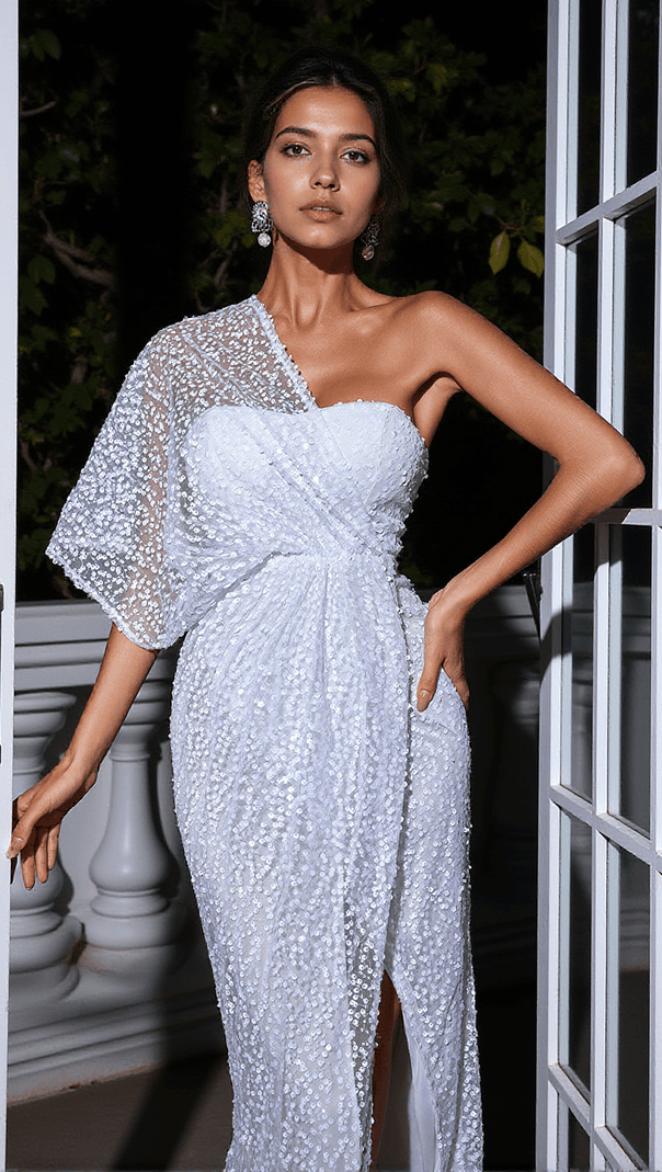 AIIZIE NATSU ONE SHOULDER SEQUIN MAXI DRESS - product image