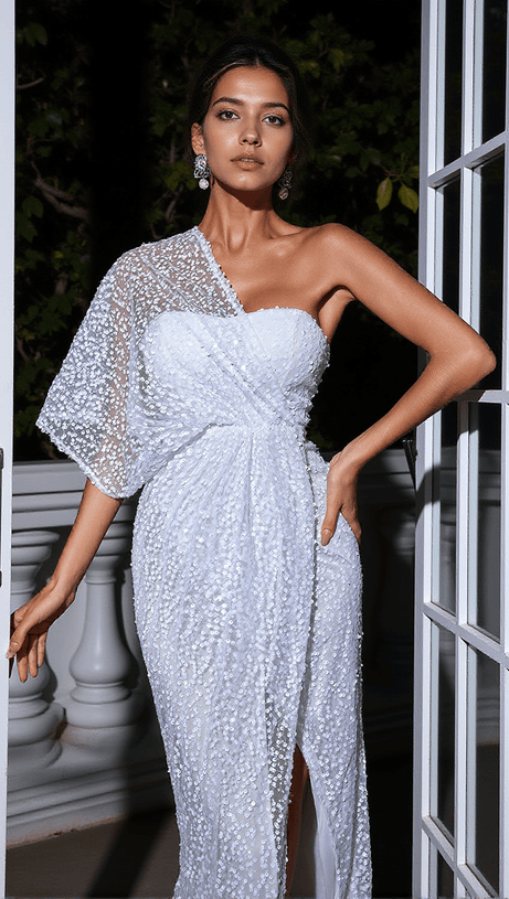 Natsu – Einschultriges Maxikleid mit Pailletten