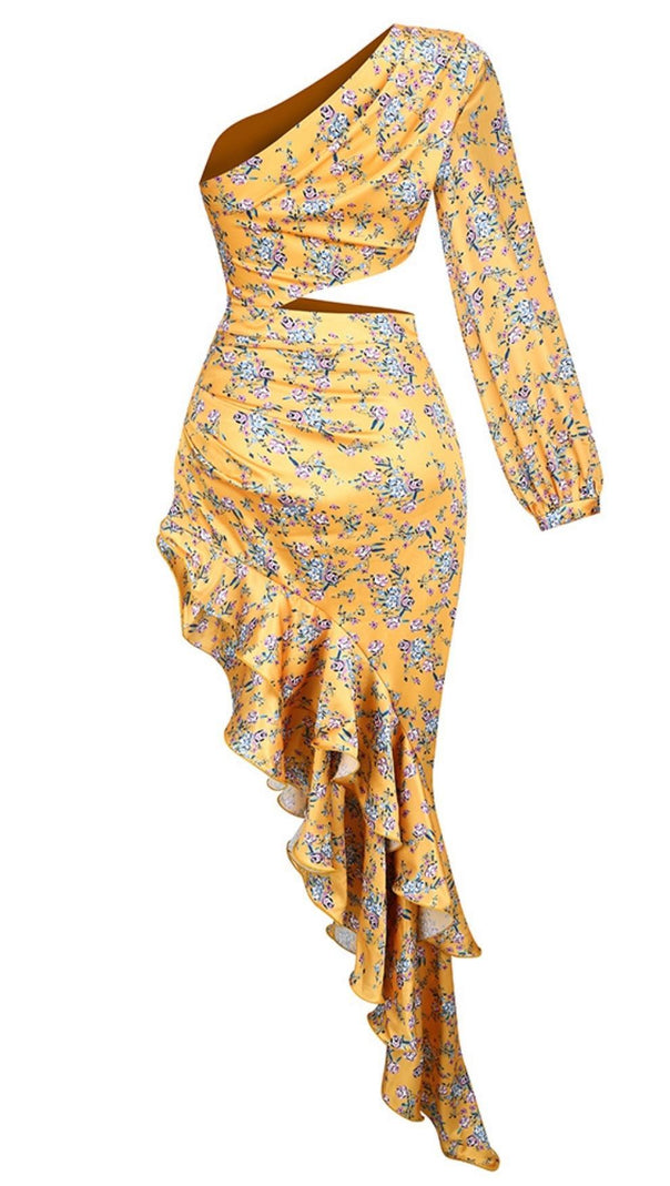 AIIZIE ONE SHOULDER MAXI DRESS IN YELLOW - product image