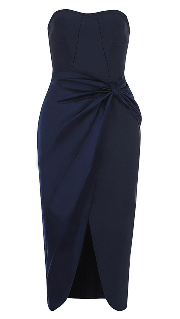ABITO MIDI SENZA SPALLINE IN BLU