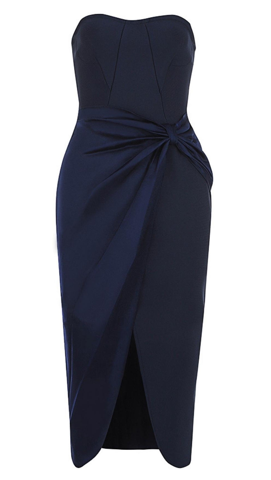 TRÄGERLOSES MIDIKLEID IN BLAU