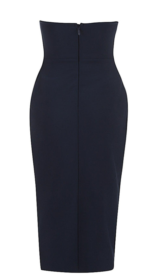 ABITO MIDI SENZA SPALLINE IN BLU