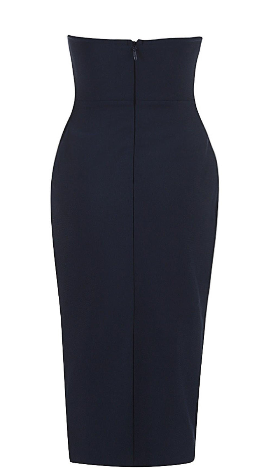 STRAPLESS MIDI DRESS IN BLUE