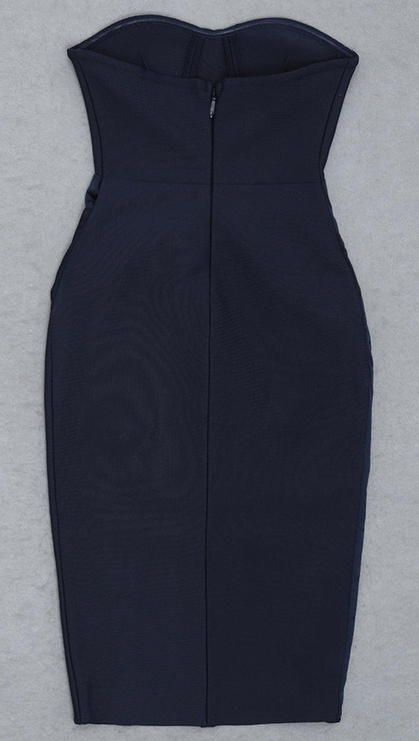 ABITO MIDI SENZA SPALLINE IN BLU