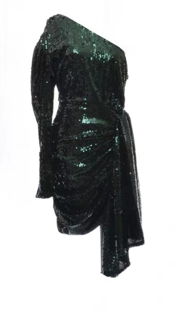 AIIZIE ONE SHOULDER MINI DRESS IN GREEN - product image