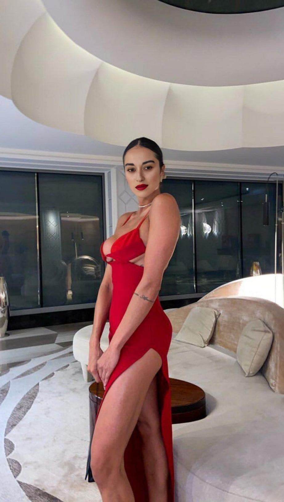 SPLIT MAXI DRSSS IN RED