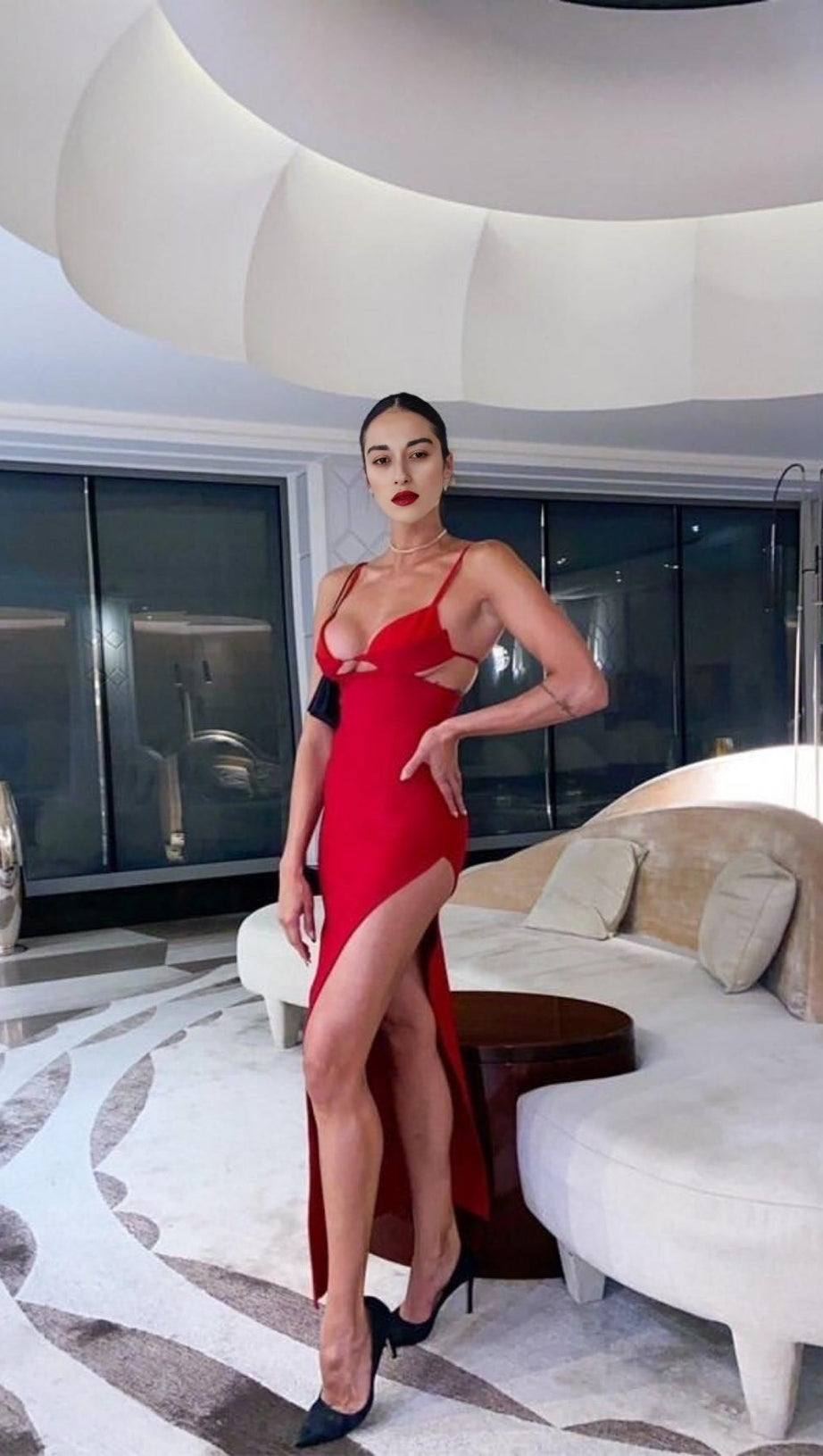 SPLIT MAXI DRSSS IN RED