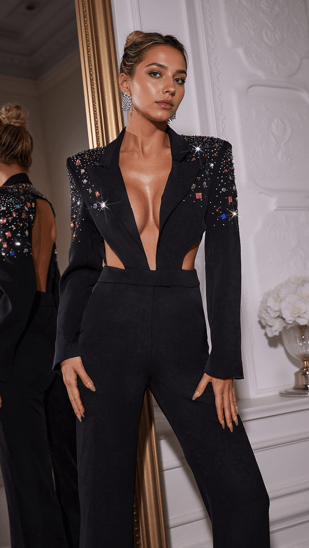 AIIZIE NACHO RHINESTONE CUTOUT JUMPSUIT - product image