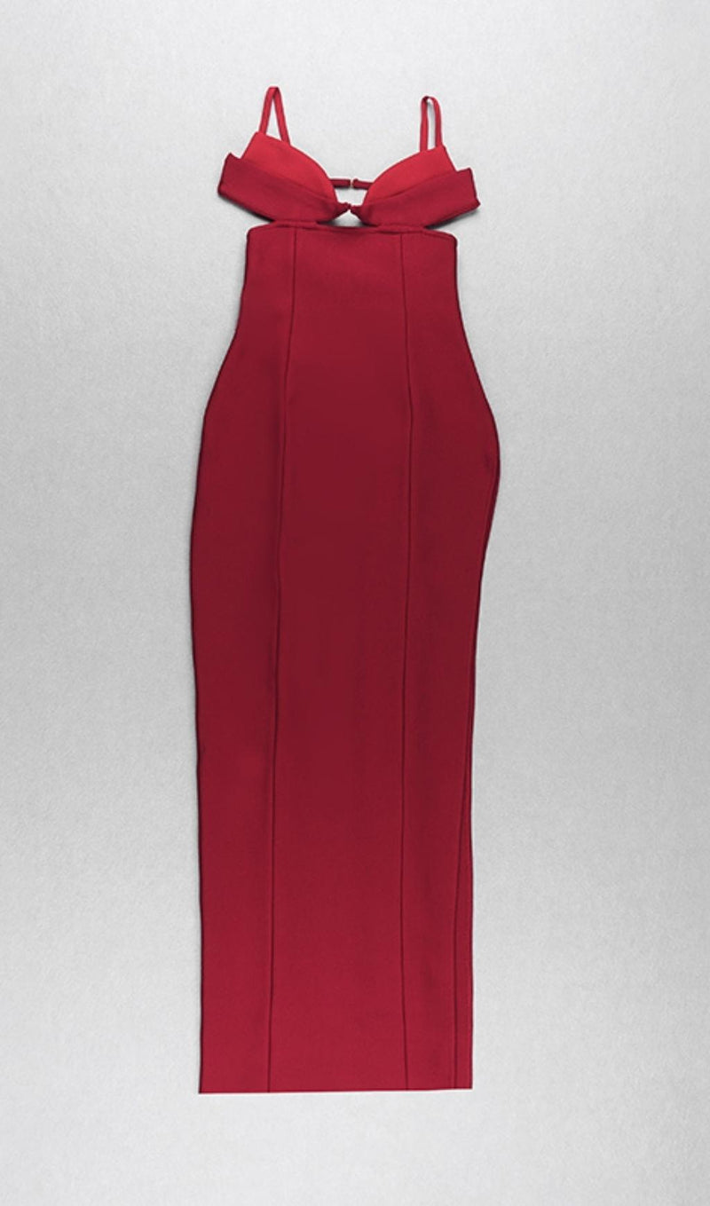 SPLIT MAXI DRSSS IN RED