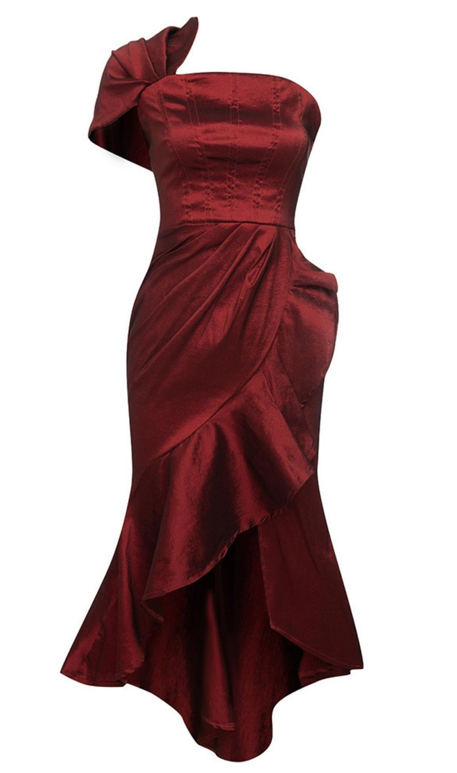 ONE-SHOULDER-MAXIKLEID IN ROT
