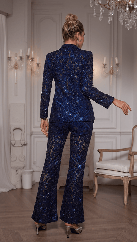 HIMER EMBROIDERED SEQUIN BLAZER SET
