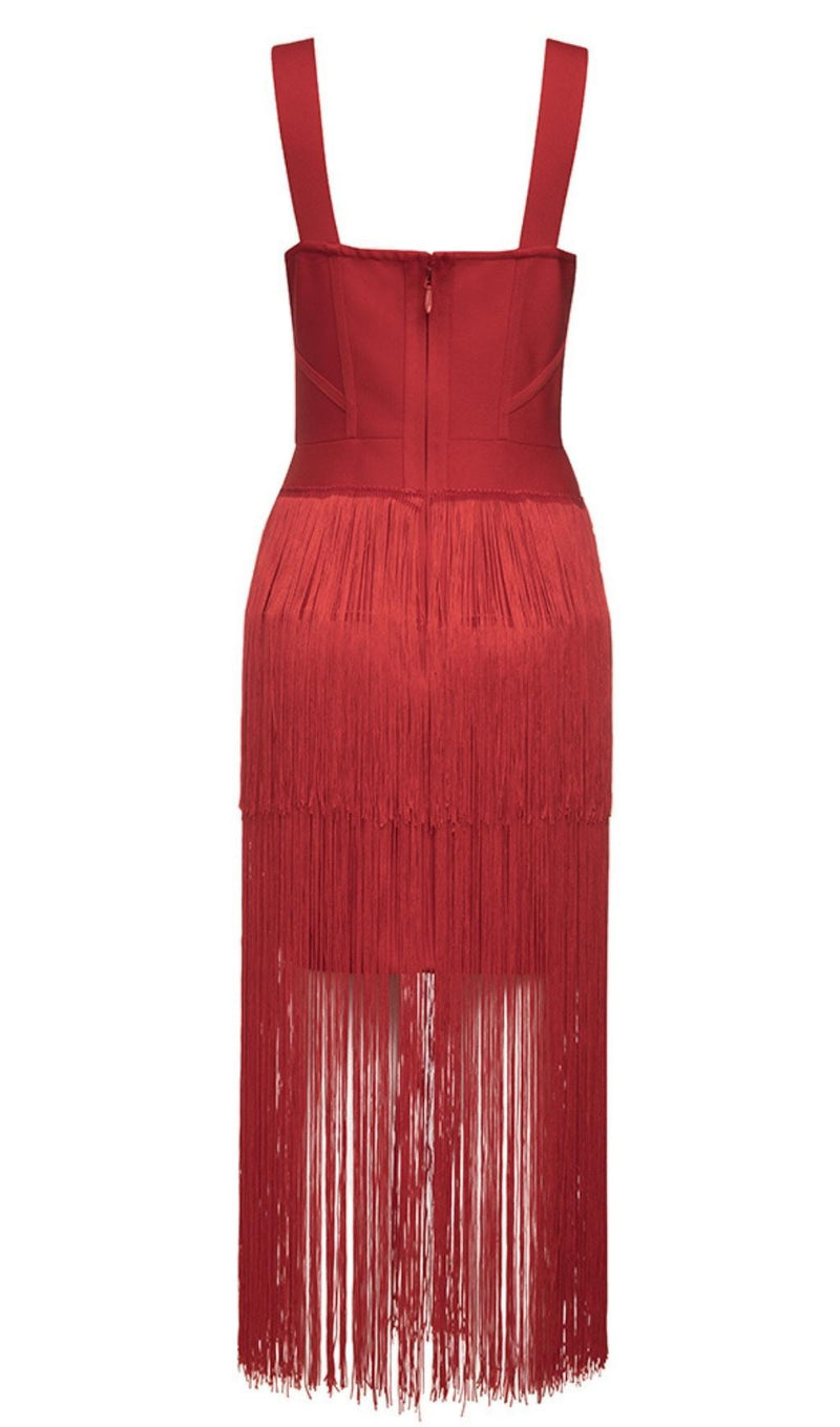 TASSEL MAXI DRESS IN RED