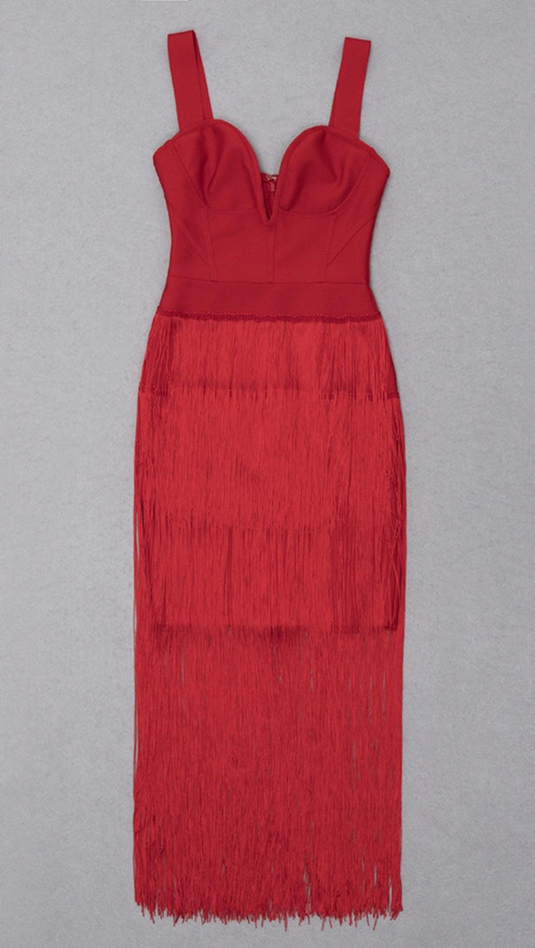 AIIZIE TASSEL MAXI DRESS IN RED - product image