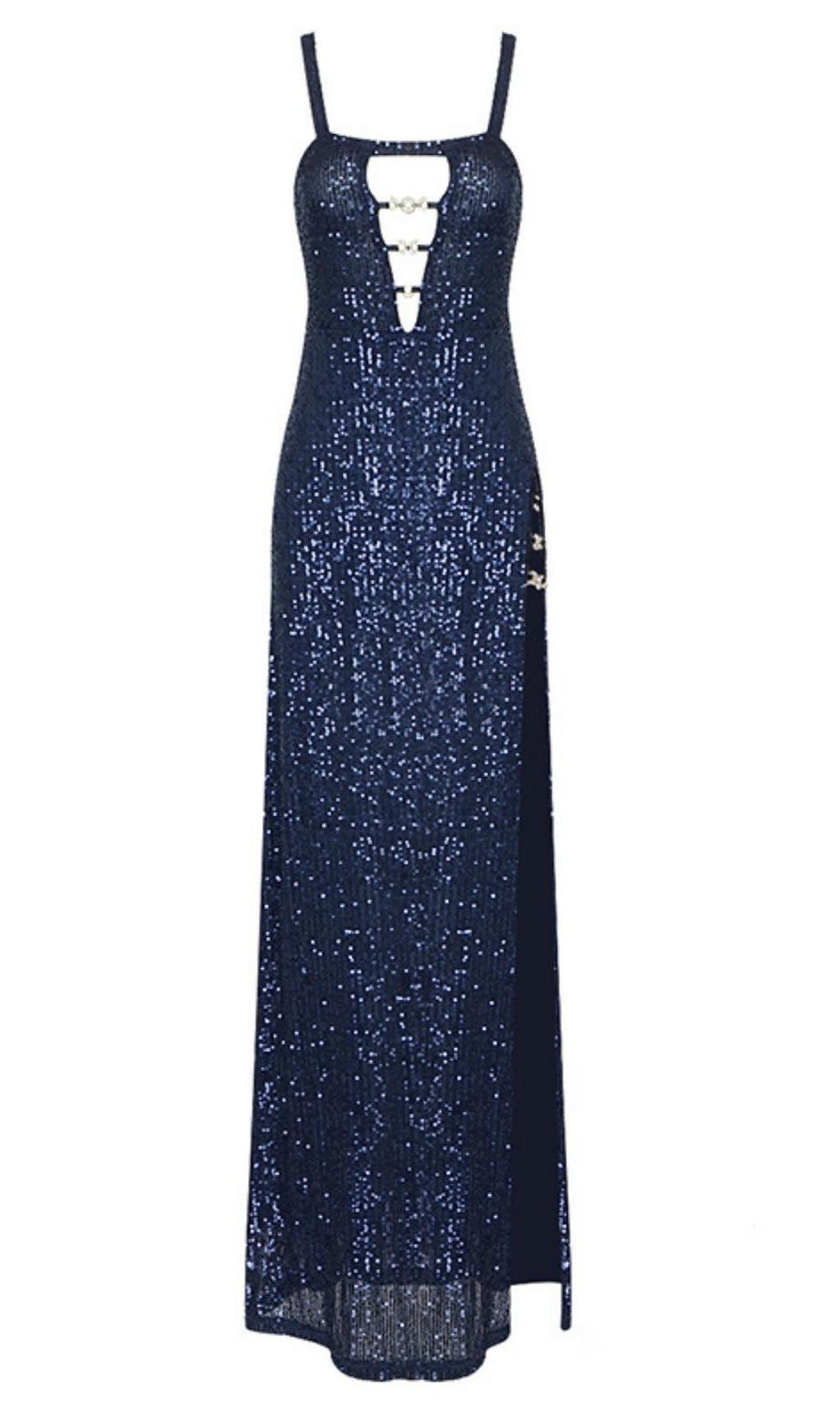 Geteiltes Maxikleid in Blau