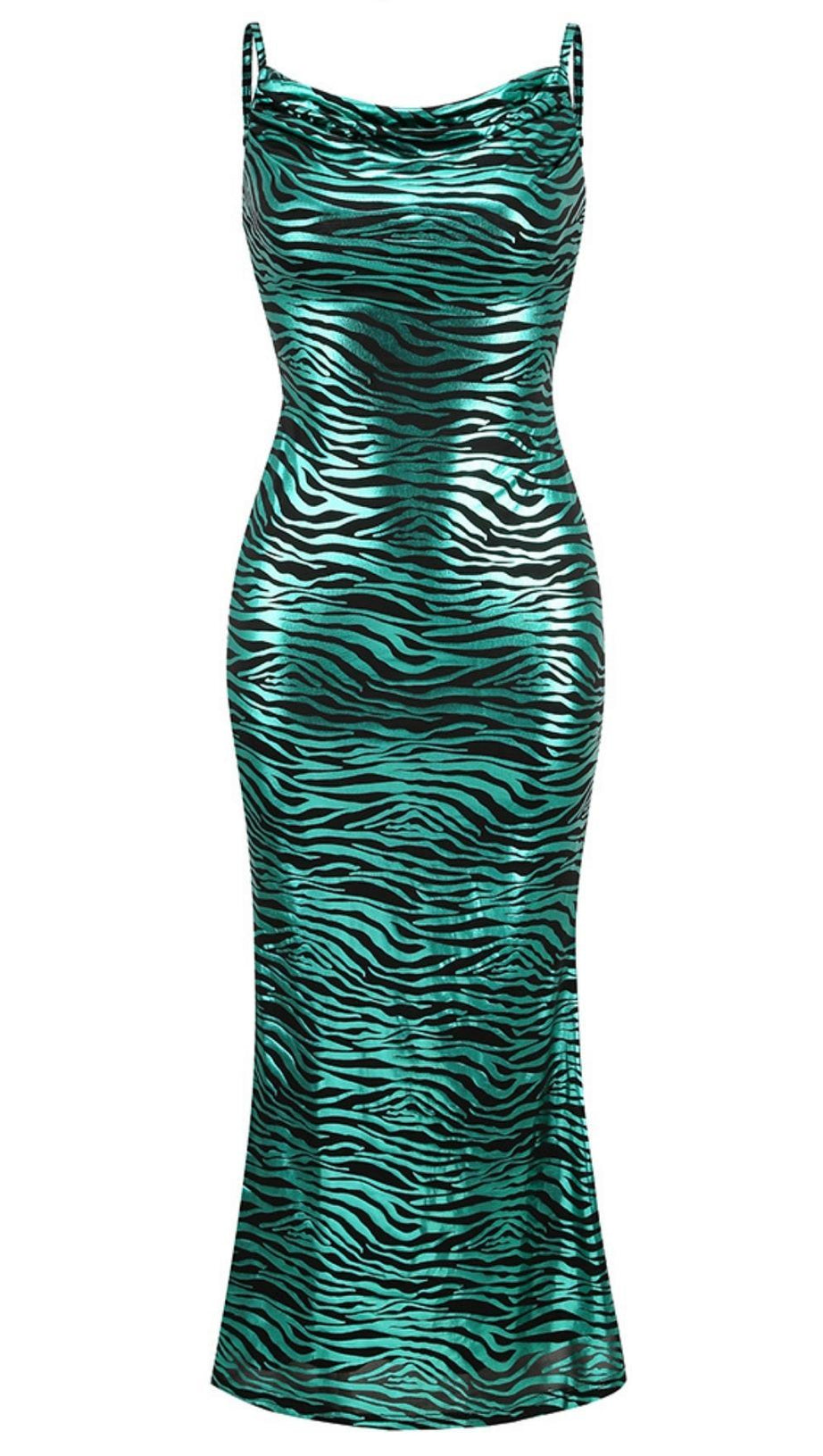 GESTREIFTES MAXIKLEID IN GRÜN