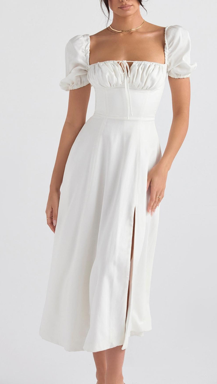 HIGH SPLIT MAXI DRESS IN WHITE