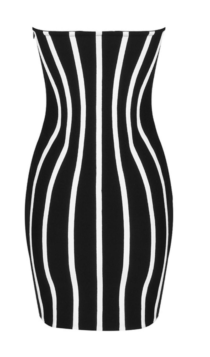 STRIPE MINI DRESS IN BLACK