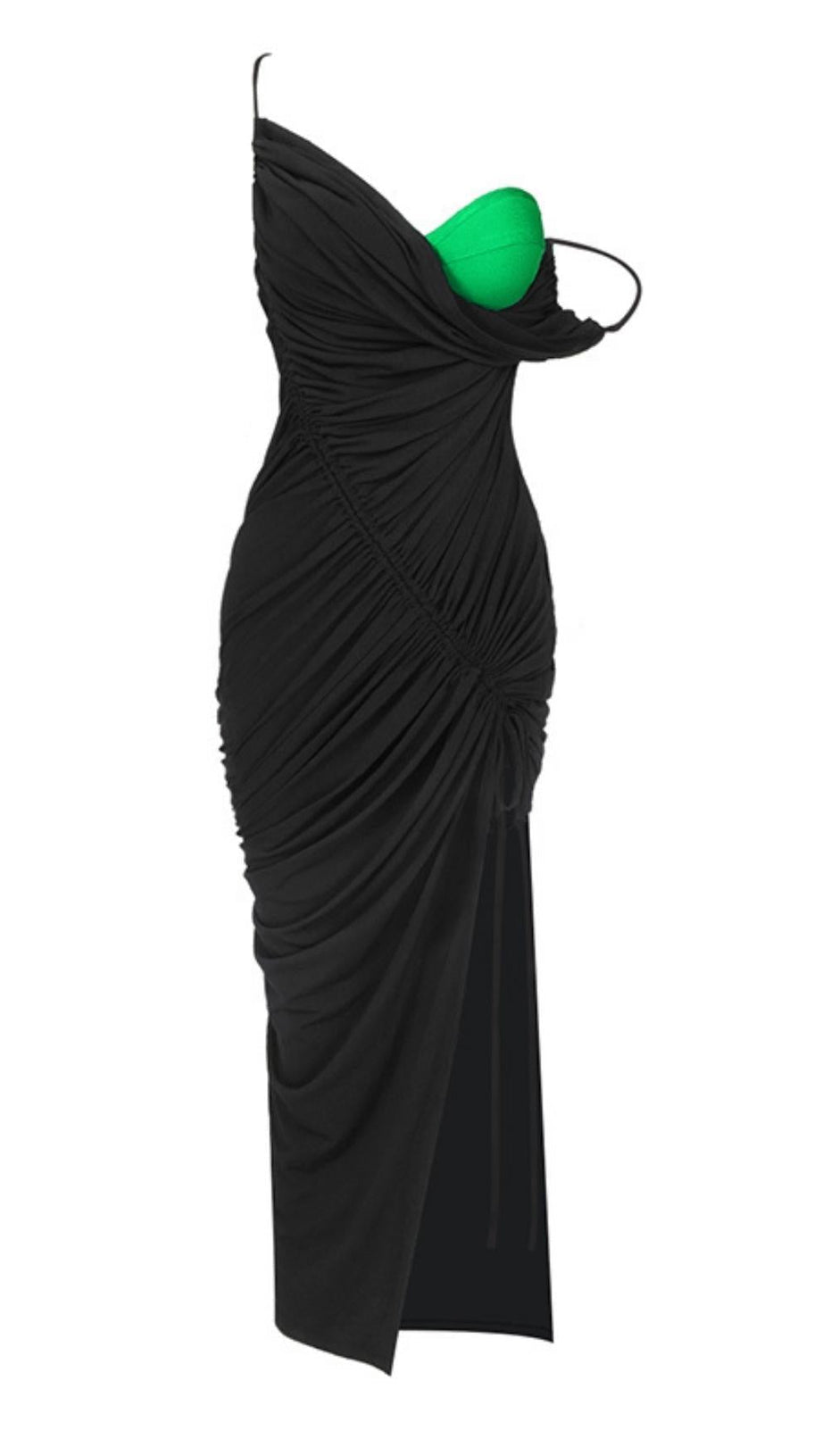 Geteiltes Maxikleid in Schwarz
