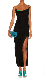 SPLIT MAXI DRESS IN BLACK