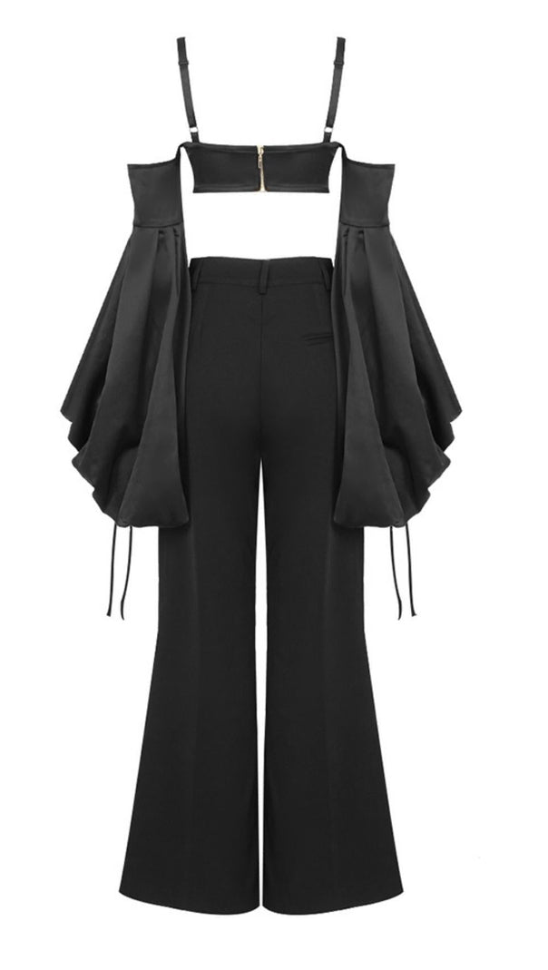 AIIZIE BUBBLE SLEEVE TWO PIECE SUIT IN BLACK - product image