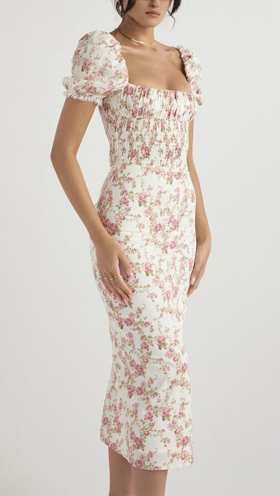 ROSE PRINT DRESS IN PINK