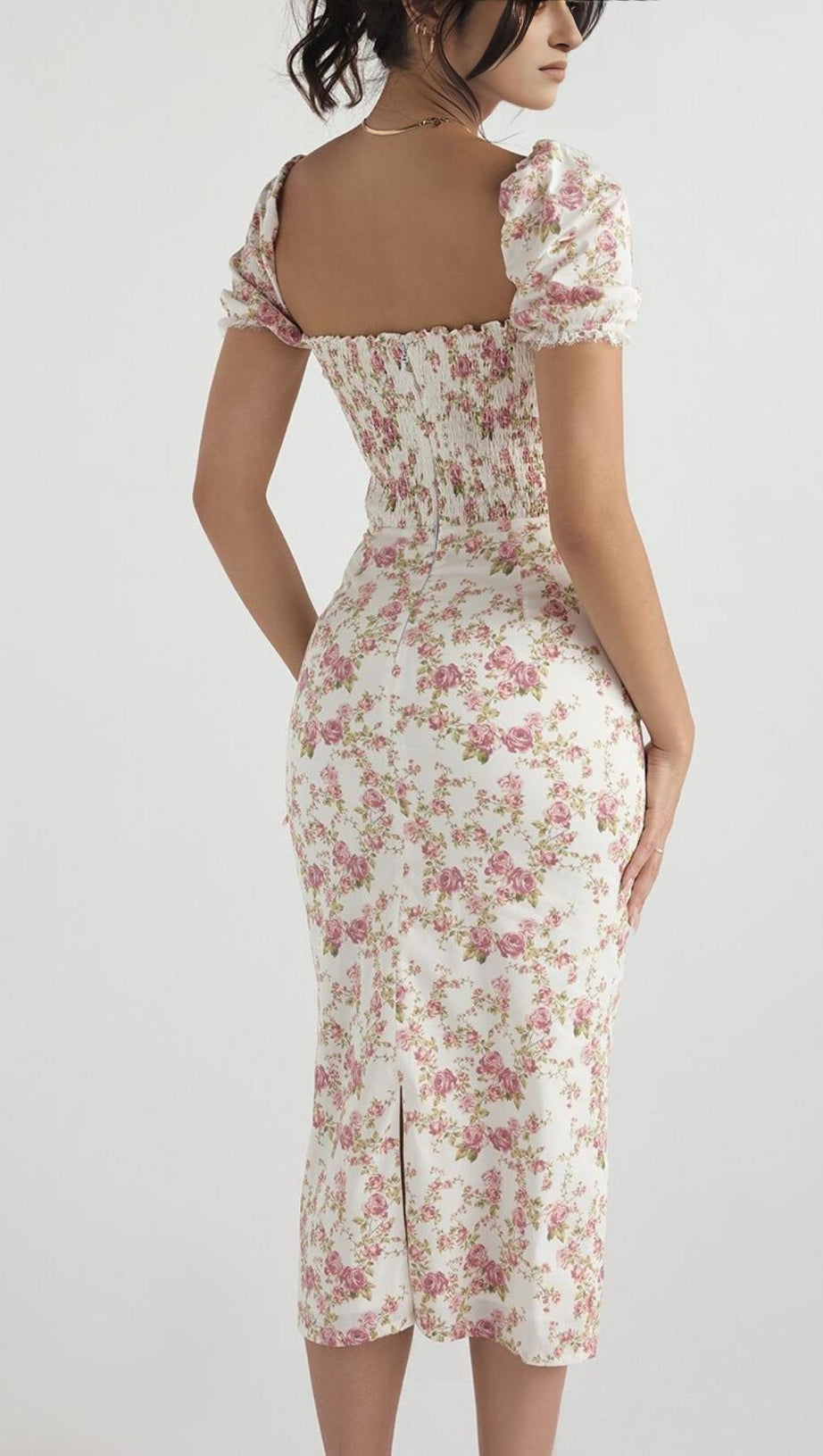 ROSE PRINT DRESS IN PINK