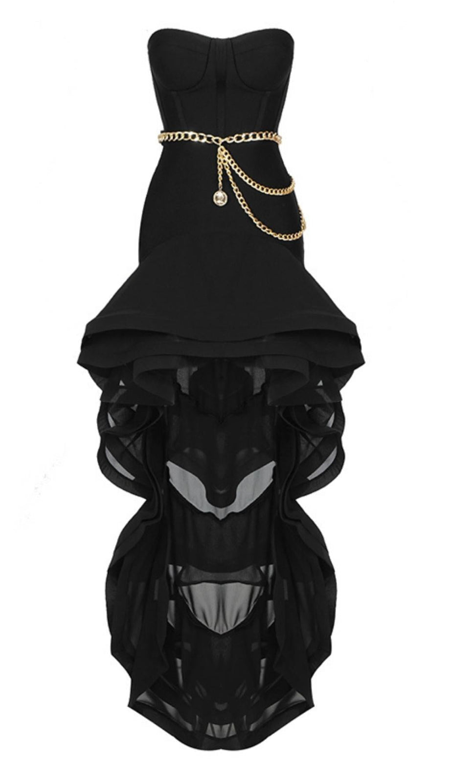 TRÄGERLOSES MAXIKLEID IN SCHWARZ
