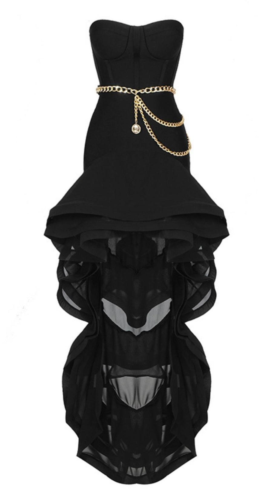 TRÄGERLOSES MAXIKLEID IN SCHWARZ