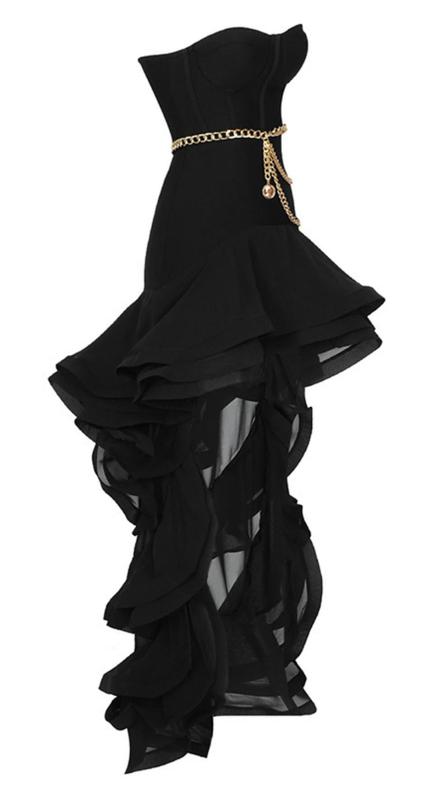 STRAPLESS MAXI DRESS IN BLACK