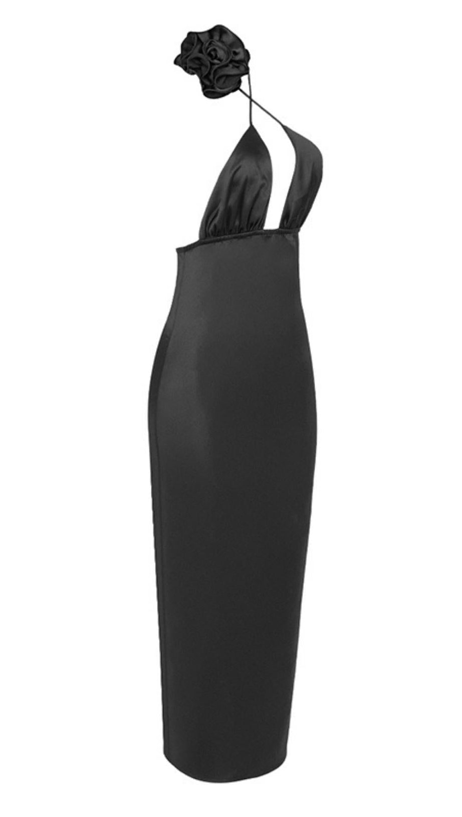 DEEP V MAXI DRESS IN BLACK