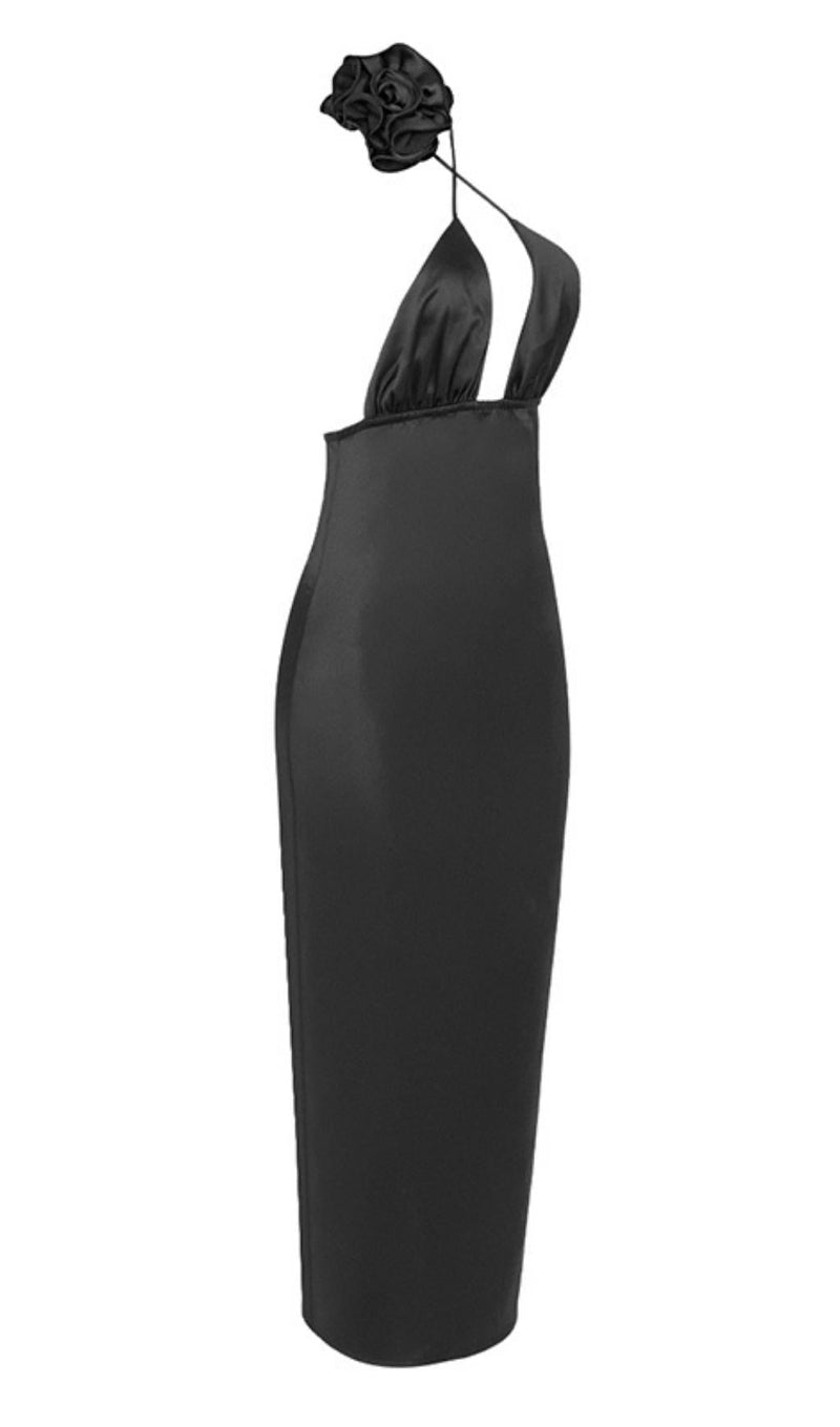 DEEP V MAXI DRESS IN BLACK