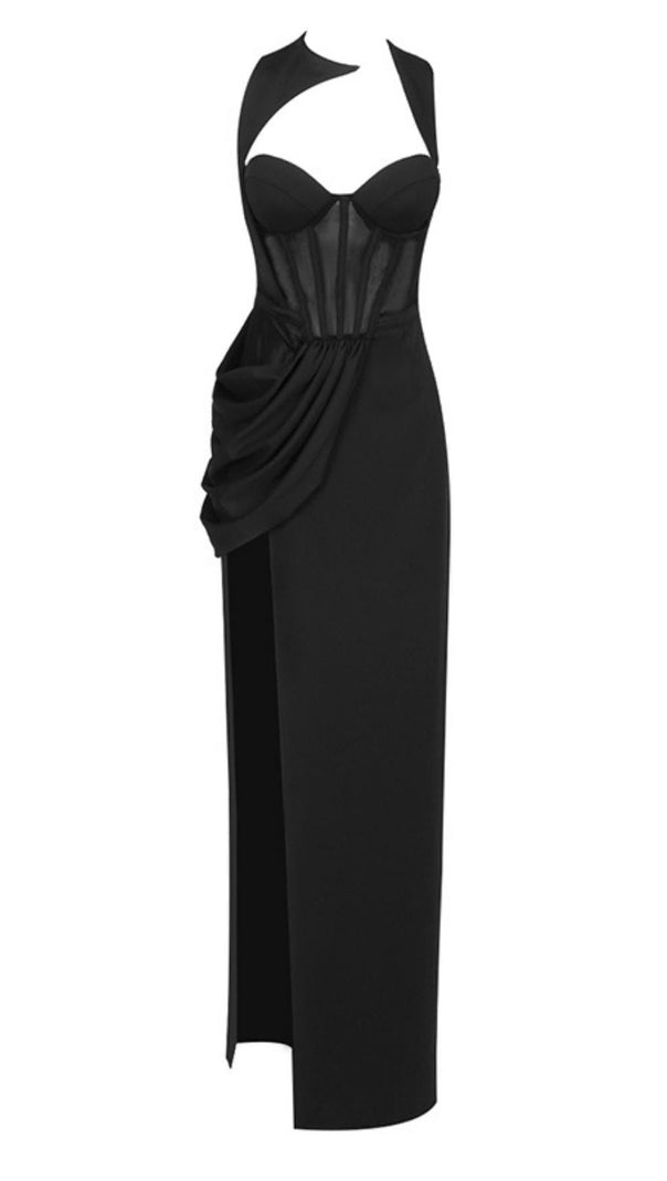 AIIZIE FISHBONE MAXI DRESS IN BLACK - product image