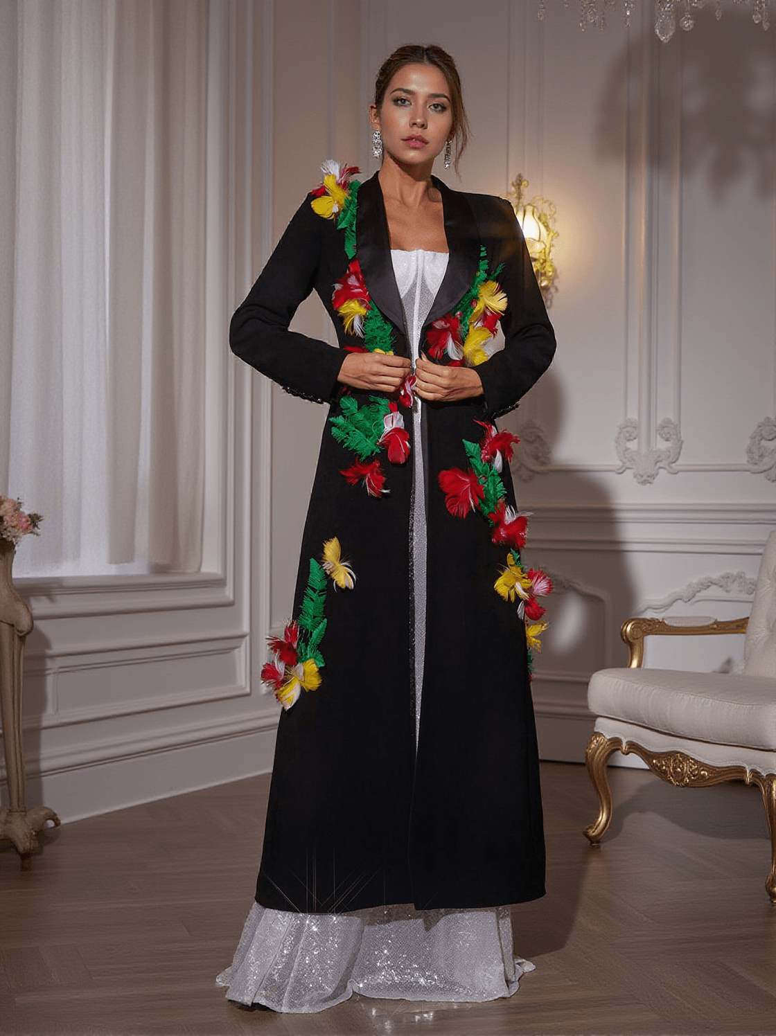 Mantel „Rigby“ mit Federbesatz