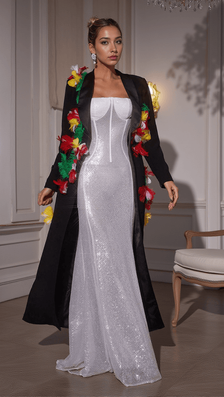 Mantel „Rigby“ mit Federbesatz