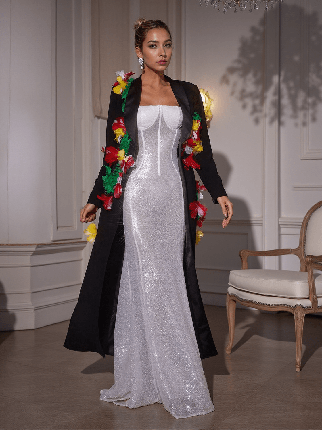 Mantel „Rigby“ mit Federbesatz